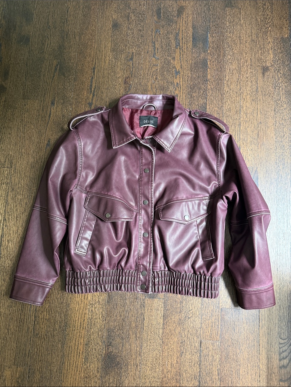 Deluc faux leather bomber. Oversized